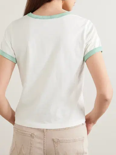 Mother Itty Bitty Cropped Flocked Cotton-jersey T-shirt | Thumbnail 4 Mother Itty Bitty Cropped Flocked Cotton-jersey T-shirt | Thumbnail 4