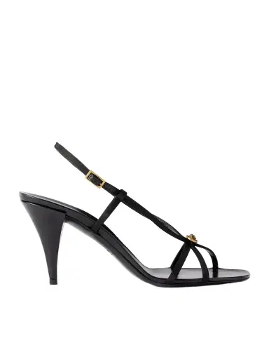 Versace 80 Satin Logo-embellished Sandals | Thumbnail 1 Versace 80 Satin Logo-embellished Sandals | Thumbnail 1