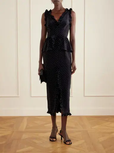 Alessandra Rich Bow-embellished Polka-dot Silk Midi Dress | Thumbnail 2 Alessandra Rich Bow-embellished Polka-dot Silk Midi Dress | Thumbnail 2