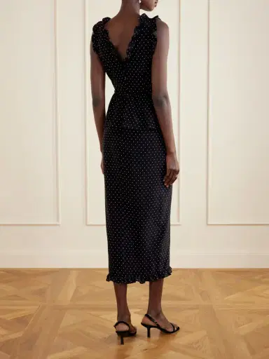 Alessandra Rich Bow-embellished Polka-dot Silk Midi Dress | Thumbnail 3 Alessandra Rich Bow-embellished Polka-dot Silk Midi Dress | Thumbnail 3