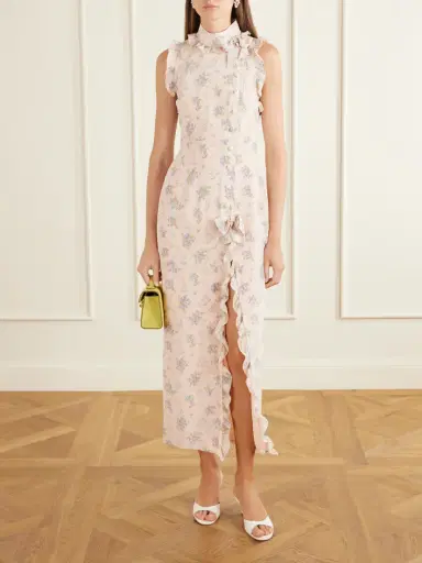 Alessandra Rich Ruffled Floral-print Silk Midi Dress | Thumbnail 2 Alessandra Rich Ruffled Floral-print Silk Midi Dress | Thumbnail 2
