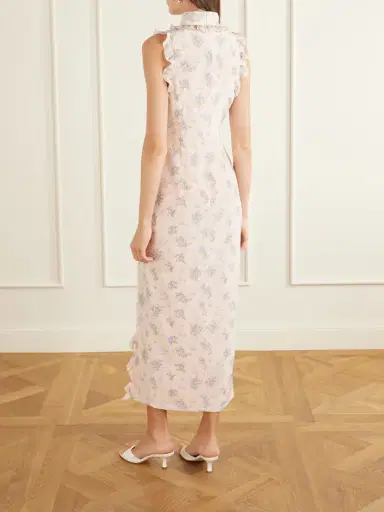Alessandra Rich Ruffled Floral-print Silk Midi Dress | Thumbnail 3 Alessandra Rich Ruffled Floral-print Silk Midi Dress | Thumbnail 3