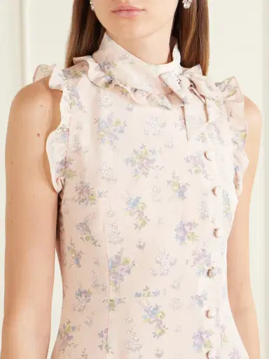 Alessandra Rich Ruffled Floral-print Silk Midi Dress | Thumbnail 4 Alessandra Rich Ruffled Floral-print Silk Midi Dress | Thumbnail 4