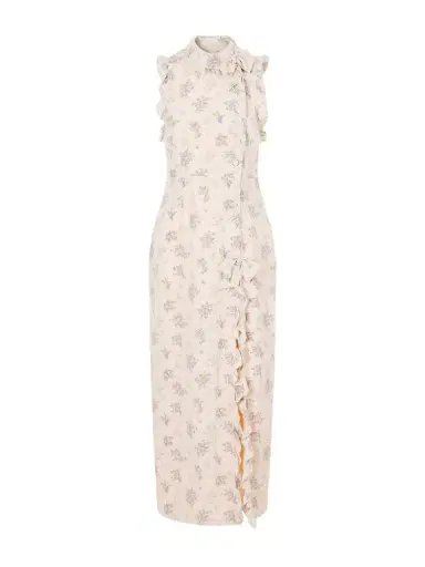Alessandra Rich Ruffled Floral-print Silk Midi Dress | Thumbnail 1 Alessandra Rich Ruffled Floral-print Silk Midi Dress | Thumbnail 1