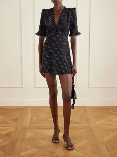 Alessandra Rich Bow-embellished Polka-dot Silk-satin Mini Dress | Thumbnail 2 Alessandra Rich Bow-embellished Polka-dot Silk-satin Mini Dress | Thumbnail 2