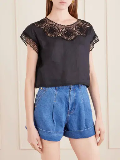 Nili Lotan Caila Crochet-trimmed Ramie Top | Thumbnail 3 Nili Lotan Caila Crochet-trimmed Ramie Top | Thumbnail 3