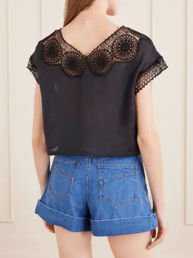 Nili Lotan Caila Crochet-trimmed Ramie Top | Thumbnail 4 Nili Lotan Caila Crochet-trimmed Ramie Top | Thumbnail 4