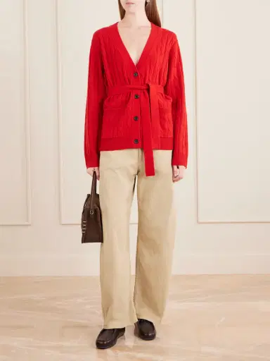 Nili Lotan Tirza Belted Cable-knit Cashmere Cardigan | Thumbnail 2 Nili Lotan Tirza Belted Cable-knit Cashmere Cardigan | Thumbnail 2