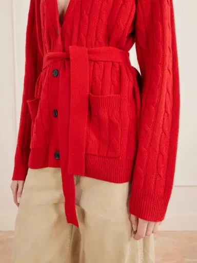 Nili Lotan Tirza Belted Cable-knit Cashmere Cardigan | Thumbnail 4 Nili Lotan Tirza Belted Cable-knit Cashmere Cardigan | Thumbnail 4