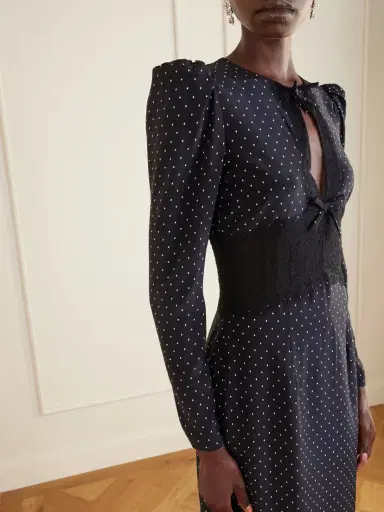 Alessandra Rich Polka-dot Silk Midi Dress | Thumbnail 4 Alessandra Rich Polka-dot Silk Midi Dress | Thumbnail 4