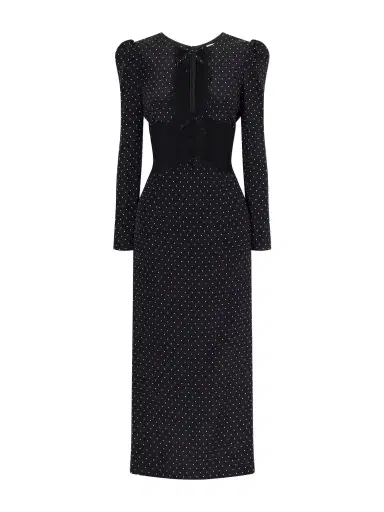 Alessandra Rich Polka-dot Silk Midi Dress | Thumbnail 1 Alessandra Rich Polka-dot Silk Midi Dress | Thumbnail 1