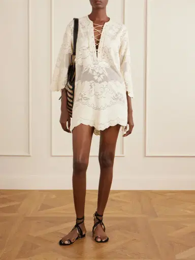 Isabel Marant Solara Lace-up Embroidered Mini Dress | Thumbnail 2 Isabel Marant Solara Lace-up Embroidered Mini Dress | Thumbnail 2