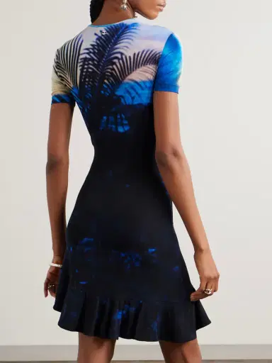 Rabanne Asymmetric Printed Stretch-jersey Mini Dress | Thumbnail 3 Rabanne Asymmetric Printed Stretch-jersey Mini Dress | Thumbnail 3