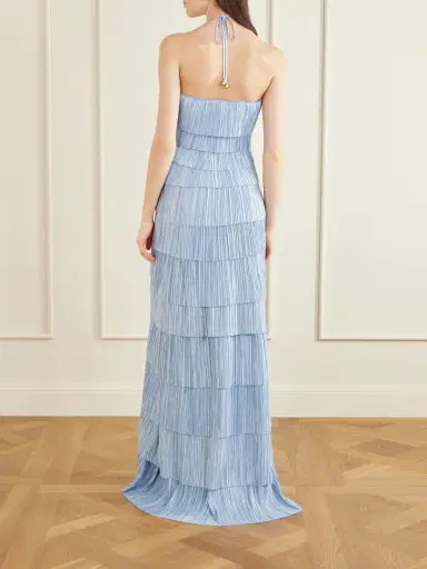 Cult Gaia Marsla Plissé-satin Halterneck Maxi Dress | Thumbnail 3 Cult Gaia Marsla Plissé-satin Halterneck Maxi Dress | Thumbnail 3