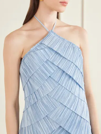 Cult Gaia Marsla Plissé-satin Halterneck Maxi Dress | Thumbnail 4 Cult Gaia Marsla Plissé-satin Halterneck Maxi Dress | Thumbnail 4