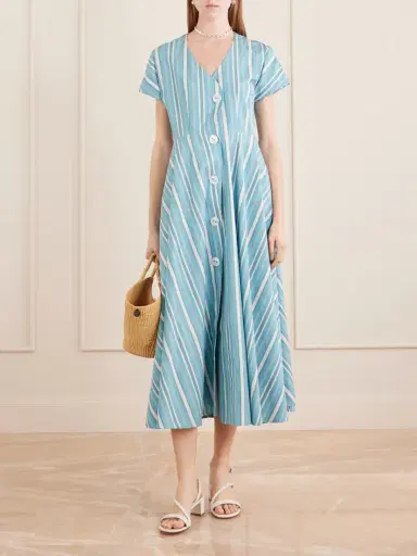 Thierry Colson Cassandra Striped Cotton-poplin Midi Dress | Thumbnail 2 Thierry Colson Cassandra Striped Cotton-poplin Midi Dress | Thumbnail 2