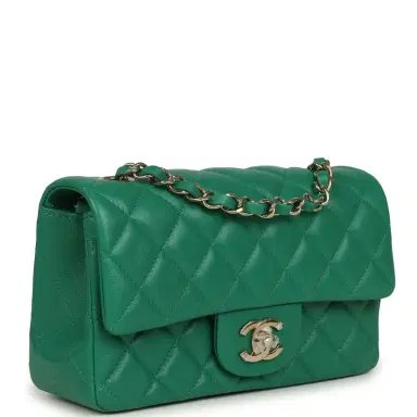 Chanel Chanel Mini Classic Rectangular Flap Bag Green Lambskin Light Gold Hardware | Thumbnail 2 Chanel Chanel Mini Classic Rectangular Flap Bag Green Lambskin Light Gold Hardware | Thumbnail 2