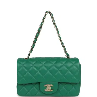 Chanel Chanel Mini Classic Rectangular Flap Bag Green Lambskin Light Gold Hardware | Thumbnail 7 Chanel Chanel Mini Classic Rectangular Flap Bag Green Lambskin Light Gold Hardware | Thumbnail 7