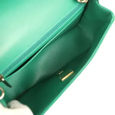 Chanel Chanel Mini Classic Rectangular Flap Bag Green Lambskin Light Gold Hardware | Thumbnail 8 Chanel Chanel Mini Classic Rectangular Flap Bag Green Lambskin Light Gold Hardware | Thumbnail 8