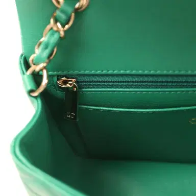 Chanel Chanel Mini Classic Rectangular Flap Bag Green Lambskin Light Gold Hardware | Thumbnail 10 Chanel Chanel Mini Classic Rectangular Flap Bag Green Lambskin Light Gold Hardware | Thumbnail 10