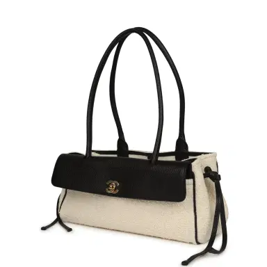 Chanel Chanel Small "Urban Essential" East West Shopping Tote Black Calfskin and White Tweed Boucle Gold Hardware | Thumbnail 5 Chanel Chanel Small "Urban Essential" East West Shopping Tote Black Calfskin and White Tweed Boucle Gold Hardware | Thumbnail 5