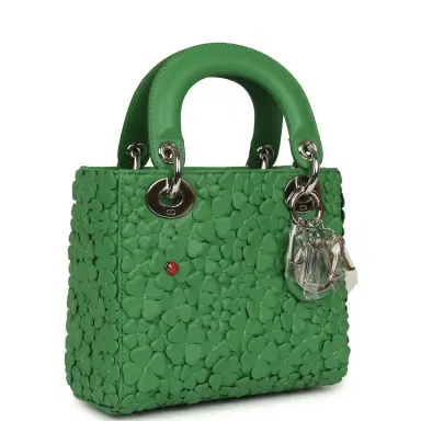 Dior Christian Dior Mini Lady Dior Bag "Clover" Shamrock Lucky Green Lambskin Silver Hardware | Thumbnail 2 Dior Christian Dior Mini Lady Dior Bag "Clover" Shamrock Lucky Green Lambskin Silver Hardware | Thumbnail 2