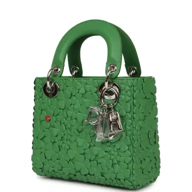 Dior Christian Dior Mini Lady Dior Bag "Clover" Shamrock Lucky Green Lambskin Silver Hardware | Thumbnail 5 Dior Christian Dior Mini Lady Dior Bag "Clover" Shamrock Lucky Green Lambskin Silver Hardware | Thumbnail 5