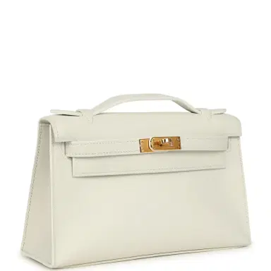 HERMÈS Hermes Kelly Pochette White Swift Gold Hardware | Thumbnail 2 HERMÈS Hermes Kelly Pochette White Swift Gold Hardware | Thumbnail 2