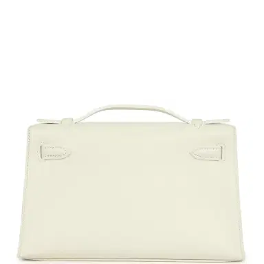 HERMÈS Hermes Kelly Pochette White Swift Gold Hardware | Thumbnail 4 HERMÈS Hermes Kelly Pochette White Swift Gold Hardware | Thumbnail 4