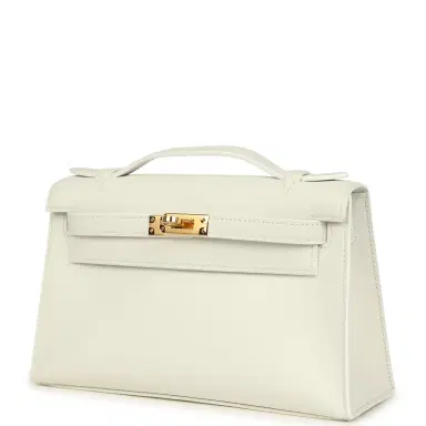 HERMÈS Hermes Kelly Pochette White Swift Gold Hardware | Thumbnail 5 HERMÈS Hermes Kelly Pochette White Swift Gold Hardware | Thumbnail 5
