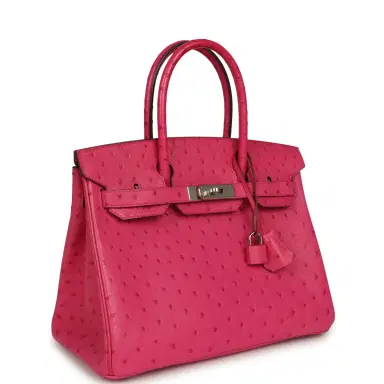 HERMÈS Pre-owned Hermes Birkin 30 Rose Tyrien Ostrich Palladium Hardware | Thumbnail 2 HERMÈS Pre-owned Hermes Birkin 30 Rose Tyrien Ostrich Palladium Hardware | Thumbnail 2