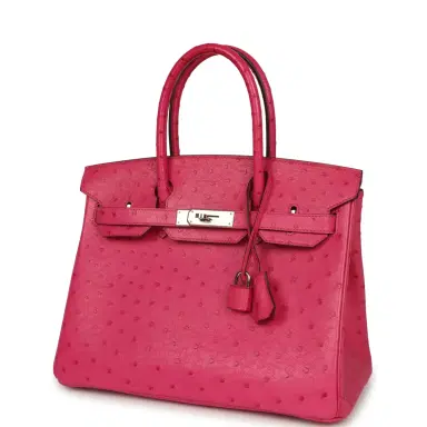 HERMÈS Pre-owned Hermes Birkin 30 Rose Tyrien Ostrich Palladium Hardware | Thumbnail 5 HERMÈS Pre-owned Hermes Birkin 30 Rose Tyrien Ostrich Palladium Hardware | Thumbnail 5