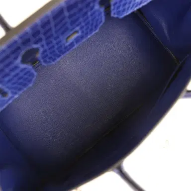 HERMÈS Pre-owned Hermes Birkin 35 Bleu Electric Shiny Porosus Crocodile Palladium Hardware | Thumbnail 8 HERMÈS Pre-owned Hermes Birkin 35 Bleu Electric Shiny Porosus Crocodile Palladium Hardware | Thumbnail 8