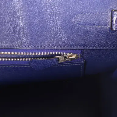 HERMÈS Pre-owned Hermes Birkin 35 Bleu Electric Shiny Porosus Crocodile Palladium Hardware | Thumbnail 9 HERMÈS Pre-owned Hermes Birkin 35 Bleu Electric Shiny Porosus Crocodile Palladium Hardware | Thumbnail 9
