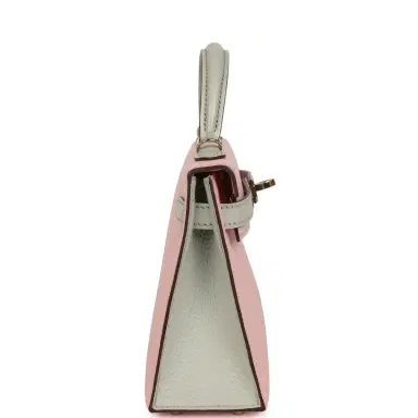 HERMÈS Pre-owned Hermes Special Order (HSS) Kelly Sellier 20 Rose Sakura and Gris Perle Chevre Mysore Permabrass Hardware | Thumbnail 3 HERMÈS Pre-owned Hermes Special Order (HSS) Kelly Sellier 20 Rose Sakura and Gris Perle Chevre Mysore Permabrass Hardware | Thumbnail 3