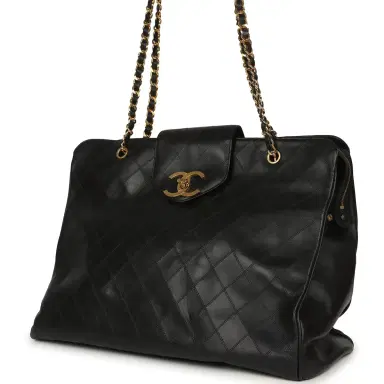 Chanel Vintage Chanel XL Supermodel Tote Bag Black Calfskin Gold Hardware | Thumbnail 6 Chanel Vintage Chanel XL Supermodel Tote Bag Black Calfskin Gold Hardware | Thumbnail 6