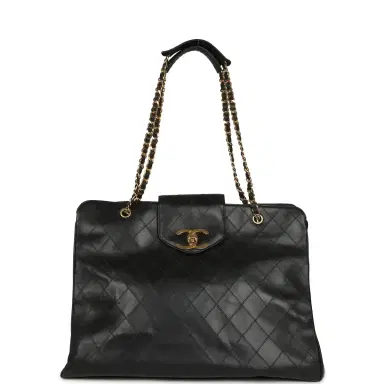 Chanel Vintage Chanel XL Supermodel Tote Bag Black Calfskin Gold Hardware | Thumbnail 7 Chanel Vintage Chanel XL Supermodel Tote Bag Black Calfskin Gold Hardware | Thumbnail 7