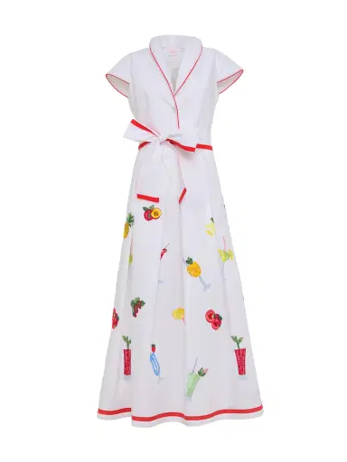 Loretta Caponi Giardino Embroidered Poplin Shirtdress | Thumbnail 1 Loretta Caponi Giardino Embroidered Poplin Shirtdress | Thumbnail 1