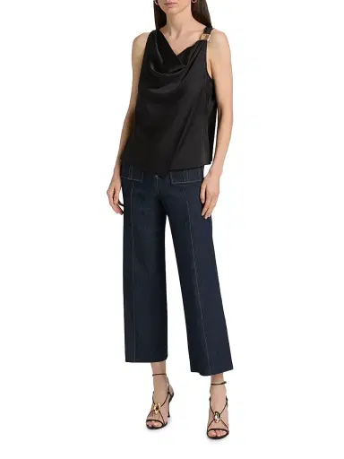 Cinq à Sept Women's Bangle Elora Cowlneck Satin Top - Black | Thumbnail 2 Cinq à Sept Women's Bangle Elora Cowlneck Satin Top - Black | Thumbnail 2
