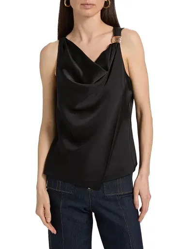 Cinq à Sept Women's Bangle Elora Cowlneck Satin Top - Black | Thumbnail 3 Cinq à Sept Women's Bangle Elora Cowlneck Satin Top - Black | Thumbnail 3