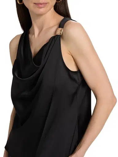 Cinq à Sept Women's Bangle Elora Cowlneck Satin Top - Black | Thumbnail 6 Cinq à Sept Women's Bangle Elora Cowlneck Satin Top - Black | Thumbnail 6