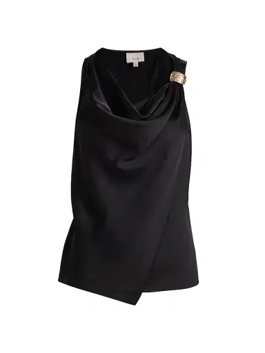 Cinq à Sept Women's Bangle Elora Cowlneck Satin Top - Black | Thumbnail 1 Cinq à Sept Women's Bangle Elora Cowlneck Satin Top - Black | Thumbnail 1