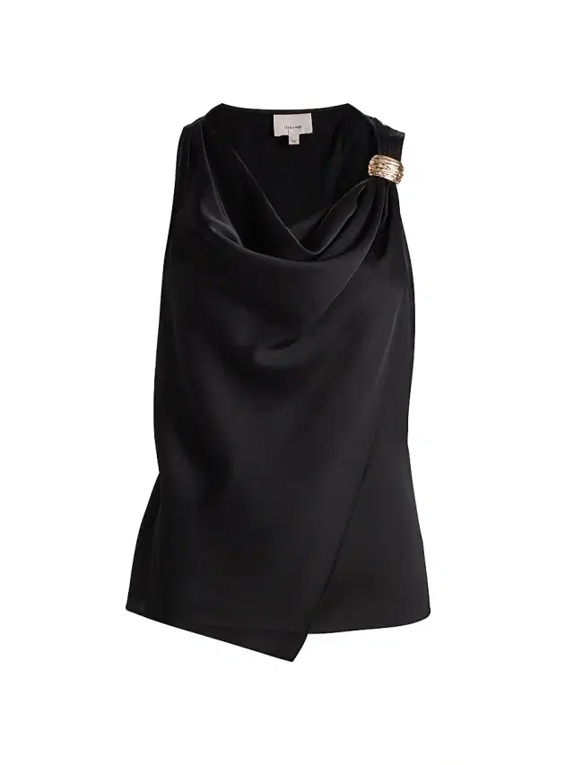Women's Bangle Elora Cowlneck Satin Top - Black Women's Bangle Elora Cowlneck Satin Top - Black