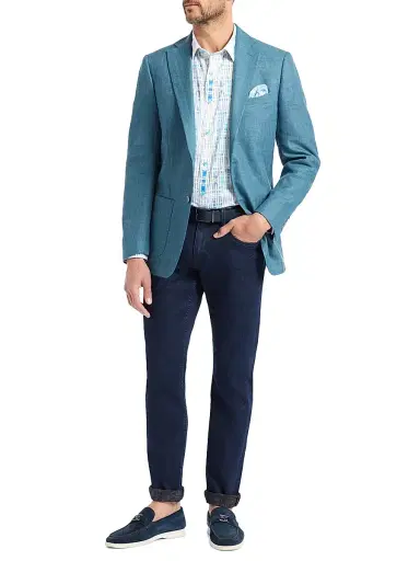 Robert Graham Men's Fawler Woven Linen-Virgin Wool Sportcoat - Light Blue | Thumbnail 2 Robert Graham Men's Fawler Woven Linen-Virgin Wool Sportcoat - Light Blue | Thumbnail 2