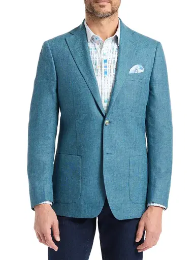 Robert Graham Men's Fawler Woven Linen-Virgin Wool Sportcoat - Light Blue | Thumbnail 3 Robert Graham Men's Fawler Woven Linen-Virgin Wool Sportcoat - Light Blue | Thumbnail 3