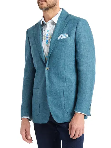 Robert Graham Men's Fawler Woven Linen-Virgin Wool Sportcoat - Light Blue | Thumbnail 4 Robert Graham Men's Fawler Woven Linen-Virgin Wool Sportcoat - Light Blue | Thumbnail 4