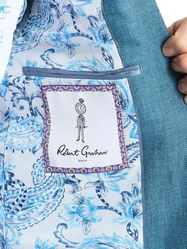 Robert Graham Men's Fawler Woven Linen-Virgin Wool Sportcoat - Light Blue | Thumbnail 7 Robert Graham Men's Fawler Woven Linen-Virgin Wool Sportcoat - Light Blue | Thumbnail 7