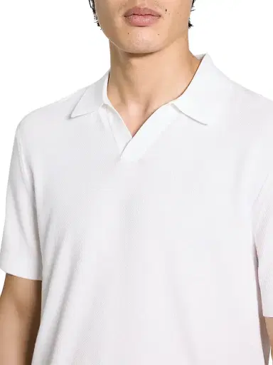 Theory Men's Brenan Textured Polo Shirt - White - Size XXL | Thumbnail 5 Theory Men's Brenan Textured Polo Shirt - White - Size XXL | Thumbnail 5