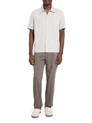 Theory Men's Striped Cotton-Blend Relaxed Shirt - Silver Cloud | Thumbnail 2 Theory Men's Striped Cotton-Blend Relaxed Shirt - Silver Cloud | Thumbnail 2