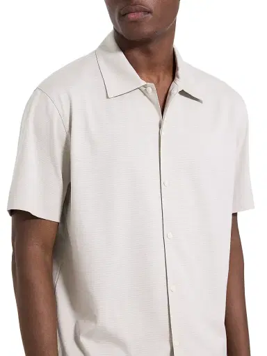 Theory Men's Striped Cotton-Blend Relaxed Shirt - Silver Cloud | Thumbnail 6 Theory Men's Striped Cotton-Blend Relaxed Shirt - Silver Cloud | Thumbnail 6